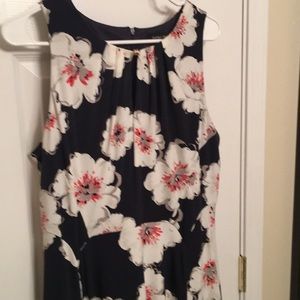 Navy dress with cream flowers